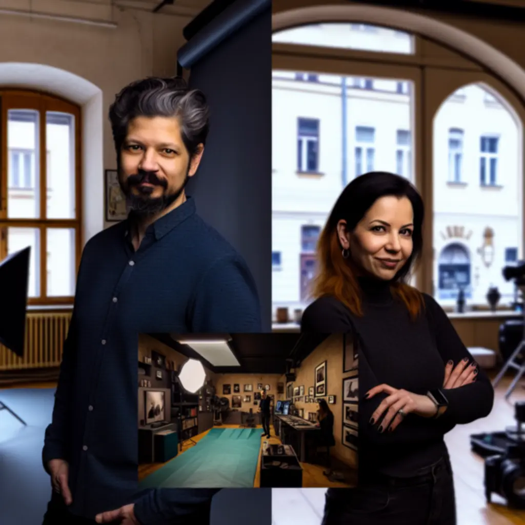 Két stúdióvezető fotós a Budapest Photo Lab kreatív terében